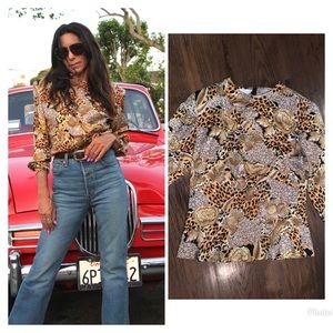 Vintage 80s SILK secretary blouse Oleg Cassini